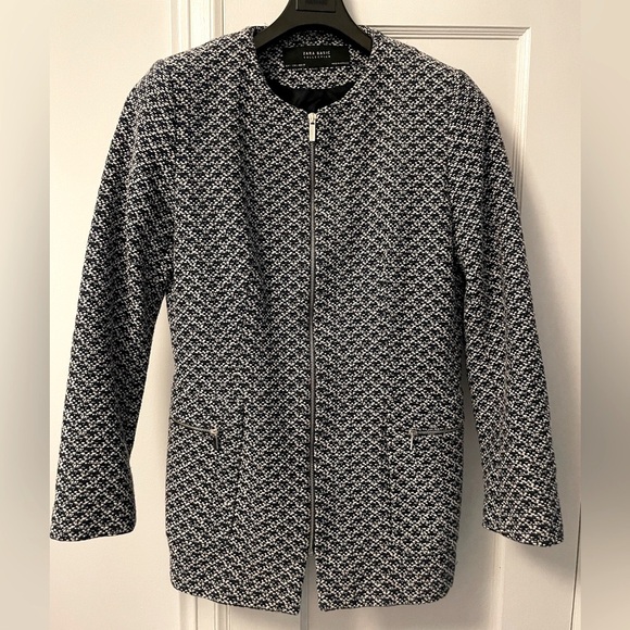 Zara Jackets & Blazers - Zara Navy and White Tweed Jacket